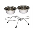 Miski Metalowe Na Stojaku Niskim Dla Psa Kota 2x1,8l