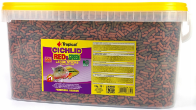 TROPICAL CICHILD RED&GREEN LARGE STICKS 10l - Pokarm w Formie Pływających Pałeczek Dla Dużych, Wszystkożernych Pielęgnic