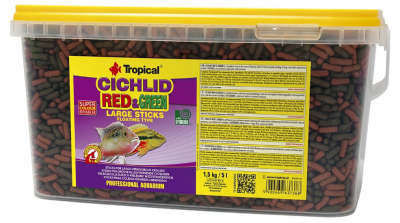 TROPICAL CICHILD RED&GREEN LARGE STICKS 5l - Pokarm w Formie Pływających Pałeczek Dla Dużych, Wszystkożernych Pielęgnic