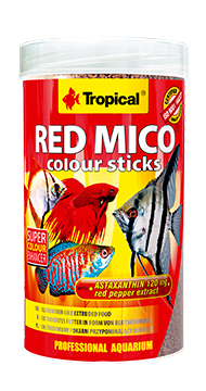 TROPICAL RED MICO COLOUR STICKS 100ml Wysokobiałkowy, Superwybarwiający Pokarm Z Astaksantyną I Ekstraktem z Czerwonej Papryki Dla Ryb