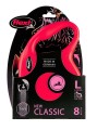 FLEXI Smycz automatyczna NEW CLASSIC taśma L 8m do 50kg CZERWONA