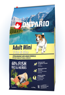 ONTARIO ADULT MINI 7 FISH&RICE 6,5KG RYBA KARMA DLA PSÓW MAŁYCH RAS