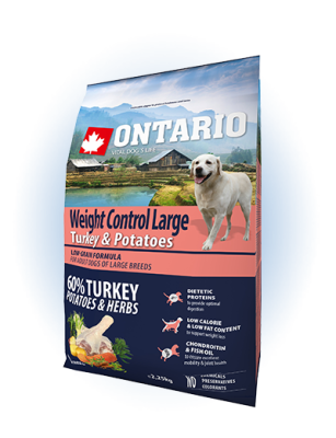 ONTARIO ADULT LARGE WEIGHT CONTROL TURKEY&POTATOES 2,25KG INDYK KARMA DLA DOROSŁYCH PSÓW