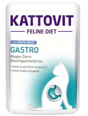 Kattovit Gastro Karma dla Kotów z Kaczką i Ryżem Wspomaga Układ Pokarmowy 85g
