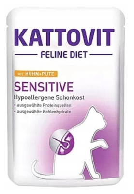 Kattovit Sensitive Karma dla Kotów z Kurczakiem i Indykiem na Alergie Pokarmowe 85g