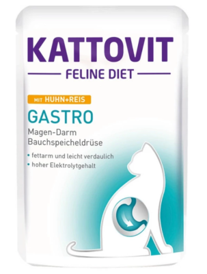 Kattovit Gastro Karma dla Kotów z Kurczakiem i Ryżem Wspomaga Układ Pokarmowy 85g