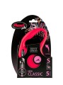 FLEXI Smycz automatyczna NEW CLASSIC linka S 5m do 12kg CZERWONA