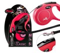 FLEXI Smycz automatyczna NEW CLASSIC linka M 5m do 20kg CZERWONA
