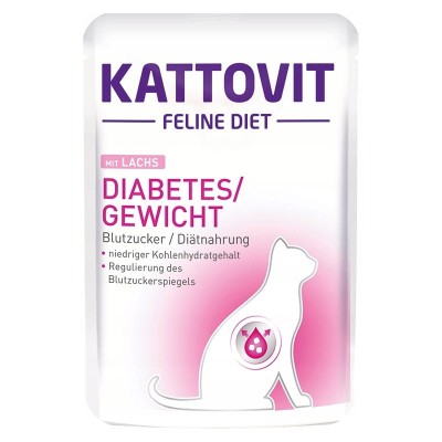 Kattovit Diabetes Karma dla Kotów z Łososiem Wspomaga Redukcję Wagi 85g