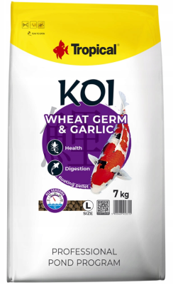 Tropical KOI WHEAT GERM&GARLIC PELLET SIZE L 7kg - pokarm podnoszący odporność karpi koi i innych ryb w oczkach wodnych