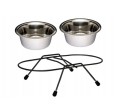 Miski Metalowe Na Stojaku Niskim Dla Psa Kota 2x0,4l
