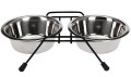 Miski Metalowe Na Stojaku Niskim Dla Psa Kota 2x2,8l