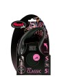 FLEXI Smycz automatyczna NEW CLASSIC linka S 5m do 12kg CZARNA