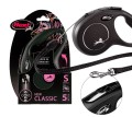 FLEXI Smycz automatyczna NEW CLASSIC linka S 5m do 12kg CZARNA