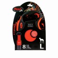 FLEXI XTREME Smycz automatyczna taśma z amortyzatorem L 8m do 55kg POMARAŃCZOWA