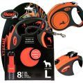 FLEXI XTREME Smycz automatyczna taśma z amortyzatorem L 8m do 55kg POMARAŃCZOWA