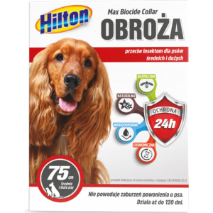 Hilton Obroża Przeciw Insektom Pchłom i Kleszczom dla Psa 75cm 120 dni OCHRONY