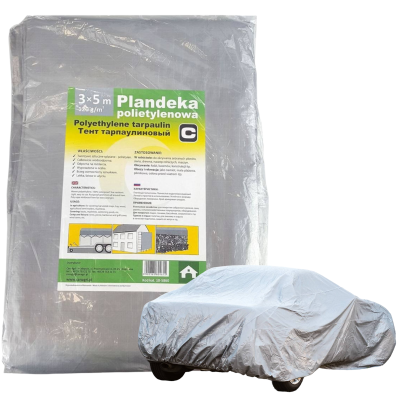 Can Agri Plandeka Uniwersalna do Samochodu Ogrodu 3x5m 120g/m² Srebrna