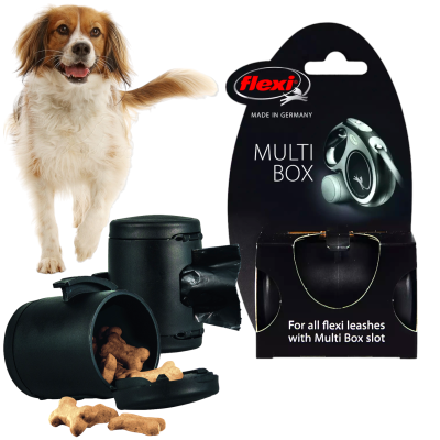 FLEXI Multi Box Pojemnik Etui na Smaczki Woreczki Akcesoria dla Psa do Smyczy Automatycznych Flexi Czarny