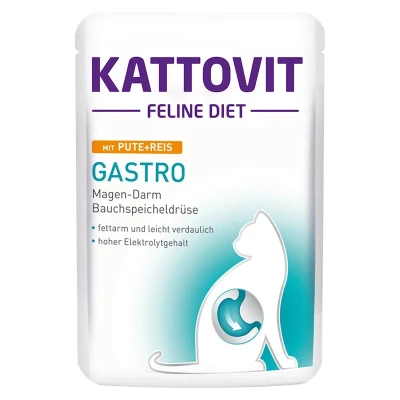 Kattovit Gastro Karma dla Kotów z Indykiem i Ryżem Wspomaga Układ Pokarmowy 85g