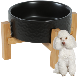 Zolux Miska Ceramiczna na Bambusowym Stojaku KERAMO SOLO Czarna 300 ml