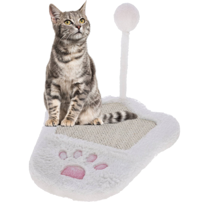 Kerbl Drapak Dla Kota Mata do Drapania Paw Łapka z Piłeczką na Słupku 36cm Biało-Różowy