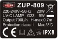 SunSun ZUP-809 Filtr Wewnętrzny NAROŻNY 700l/h z Wbudowaną Lampą UV-C 9W