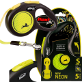 FLEXI Smycz Automatyczna Odblaskowa NEON Taśma S do 15kg 5m
