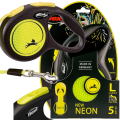 FLEXI Smycz Automatyczna Odblaskowa NEON Taśma L do 50kg 5m