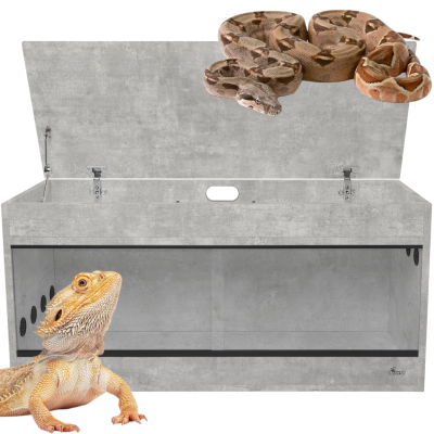 Diversa Solidne Terrarium z Płyty Meblowej z Wentylacją z NADSTAWKĄ 120x50x72cm Beton