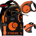 FLEXI XTREME Smycz automatyczna taśma z amortyzatorem L 5m do 65kg POMARAŃCZOWA