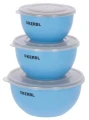 Kerbl Zestaw 3 Miski ze Stali Nierdzewnej z Pokrywkami dla Psa Kota na Wyjazd 550ml 900ml 1200ml