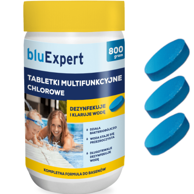 bluExpert Tabletki Multifunkcyjne Chlor do Basenu Dezynfekuje i Klaruje Wodę 800g na 160000l