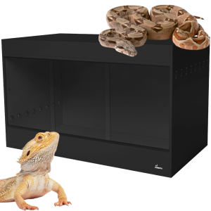 Diversa Solidne Terrarium z Płyty Meblowej z Wentylacją z NADSTAWKĄ 150x80x92cm Czarne 132291