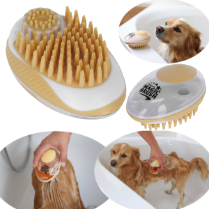 Szczotka Kąpielowa dla Psów Magic Brush Myje i Masuje GOLD 11,5x7,5cm