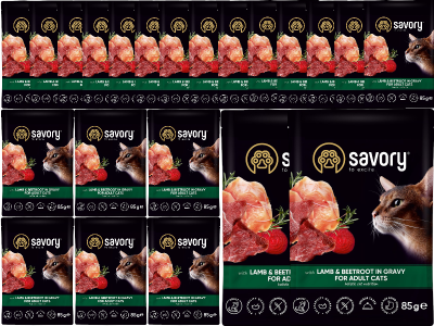Savory Mokra Karma dla Kota Dorosłego POUCH LAMB&BEETROOT Jagnięcina z Burakiem PAKIET 22x85g