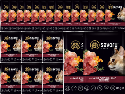 Savory Mokra Karma dla Kociąt POUCH LAMB&PUMPKIN Jagnięcina z Dynią PAKIET 22x85g