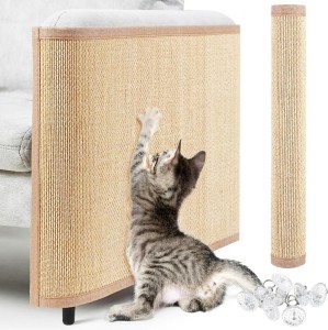 ZW30 Drapak dla Kota Bambusowa Mata do Drapania na Kanapę Fotel Ścianę 60x40cm Beżowa