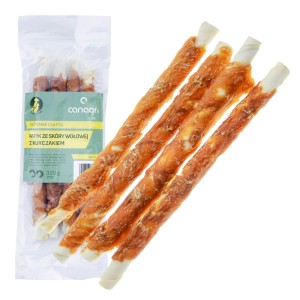 CanAgri Przysmak dla Psa Psów Patyk ze Skóry Wołowej z Kurczakiem 28cm 320g