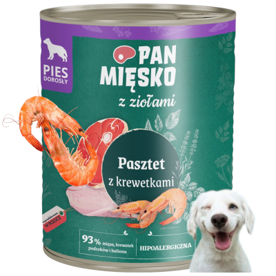 Pan Mięsko z Ziołami Pasztet z Krewetką dla Psa Karma Mokra 400g