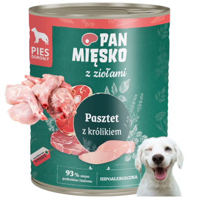 Pan Mięsko z Ziołami Pasztet z Królikiem dla Psa Karma Mokra 400g