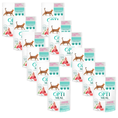 OptiMeal Sensitive Saszetka Karma Mokra dla Kota Jagnięcina z Indykiem ZESTAW 12x85g