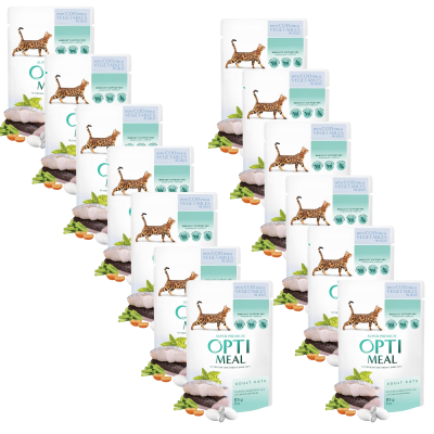 OptiMeal Premium Saszetka Karma Mokra dla Kota Dorsz z Warzywami ZESTAW 12x85g