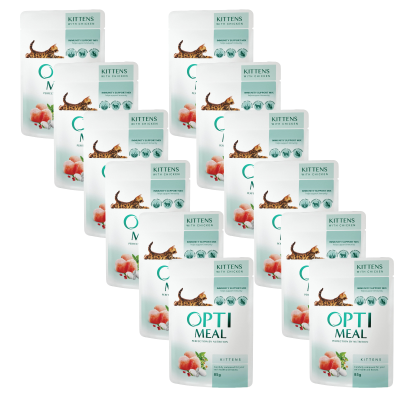 OptiMeal Kitten Saszetka Karma Mokra dla Kociąt Kurczak ZESTAW 12x85g
