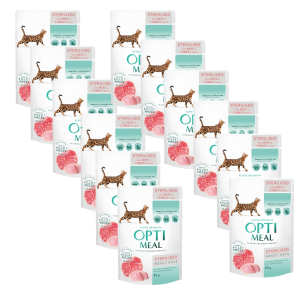 OptiMeal Sterilised Saszetka Karma Mokra dla Kota Wołowina z Indykiem ZESTAW 12x85g