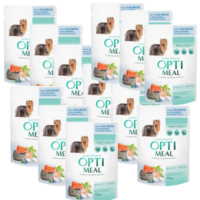 OptiMeal Premium Saszetka Karma Mokra dla Psów Łosoś z Borówkami 100g