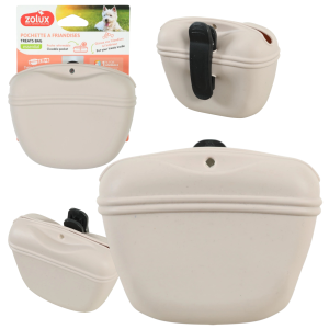 Zolux Silikonowa Praktyczna Saszetka Etui na Przysmaki Smaczki na Spacer Trening 13x11x6cm BEŻOWA
