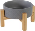 Zolux Miska Ceramiczna na Bambusowym Stojaku KERAMO SOLO Szara 700 ml