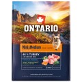 ONTARIO MINI&MEDIUM WEIGHT CONTROL TURKEY 2,25KG Karma dla Małych i Średnich Psów z Nadwagą z Indykiem i Ryżem Brązowym