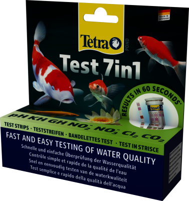 Tetra Pond Test 7in1 Zestaw Testów Paskowych POMIAR WODY pH GH KH NO2 NO3 Cl2 CO2 25szt